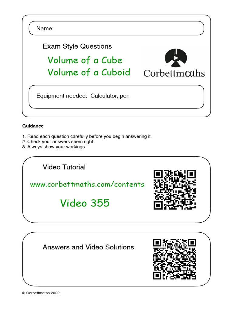 Cube and Cuboid Volume Questions | PDF | Volume | Euclidean Geometry