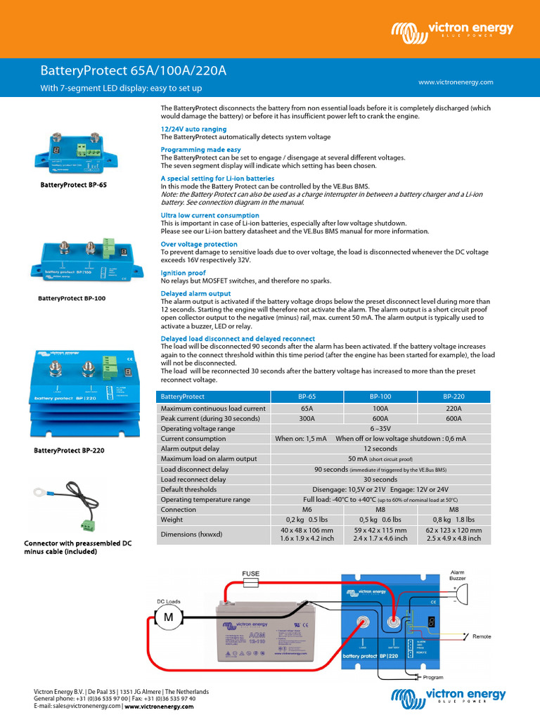 Datasheet Battery Protect 65 A 100 A 220 A EN | PDF | Lithium Ion ...