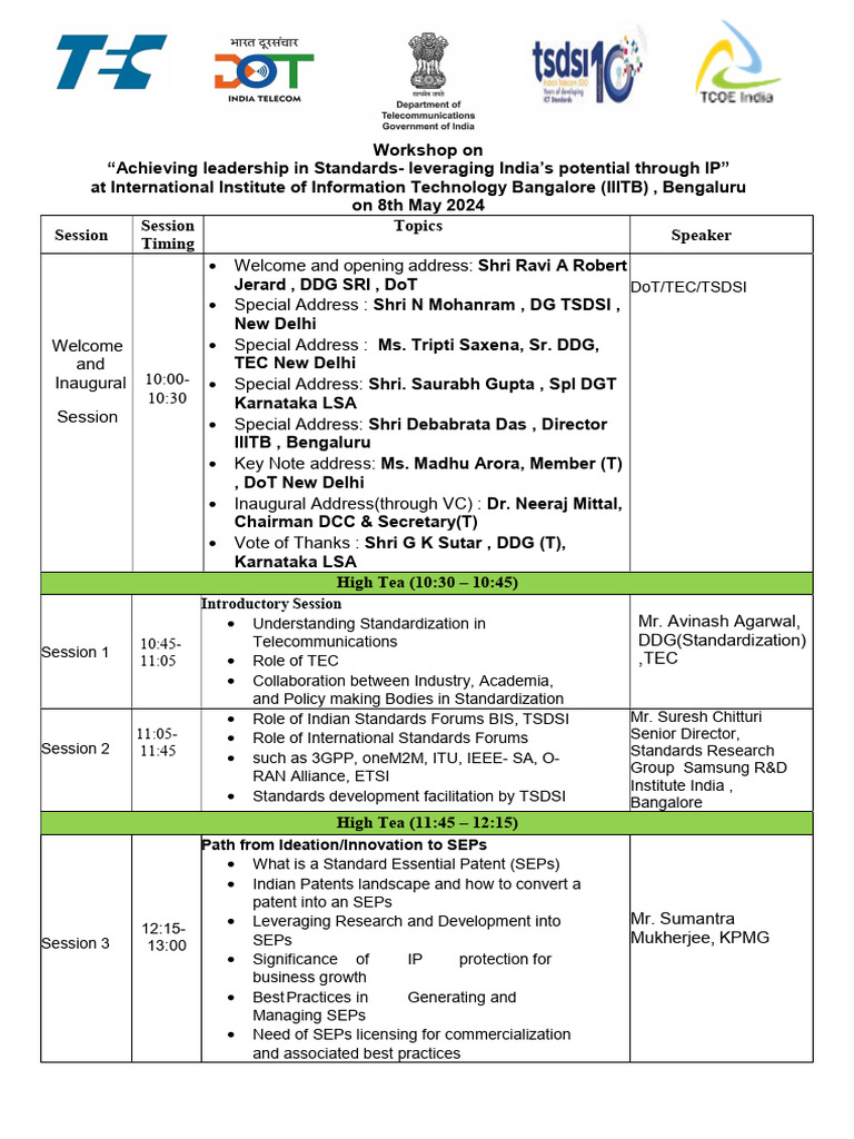 Updated Workshop Schedule | PDF