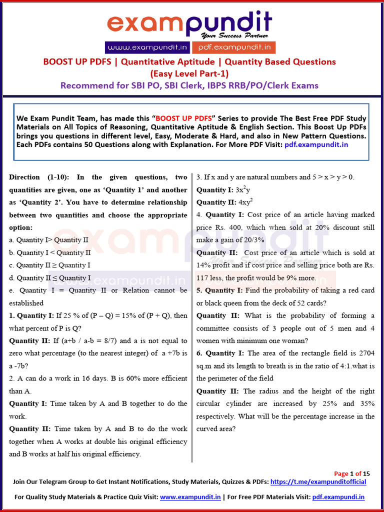 Quantitative Aptitude Practice PDF | PDF | Length | Triangle