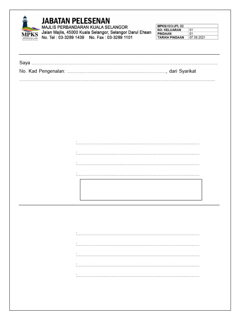 Form - MPKS Aku Janji Pelesenan | PDF