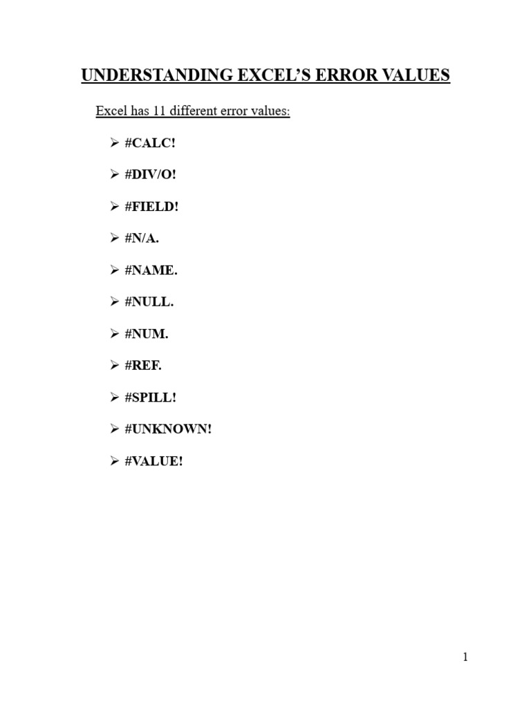Understanding Excel Errors | PDF | Parameter (Computer Programming ...