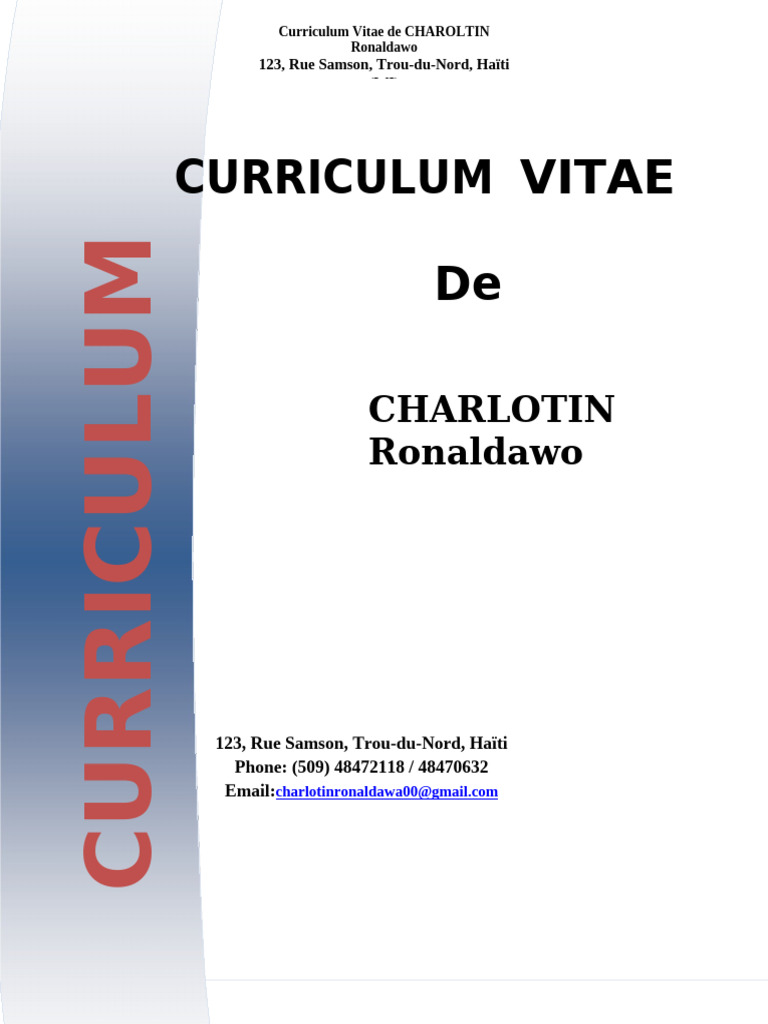 CV de Ronaldawo Charlotin - Haïti | PDF