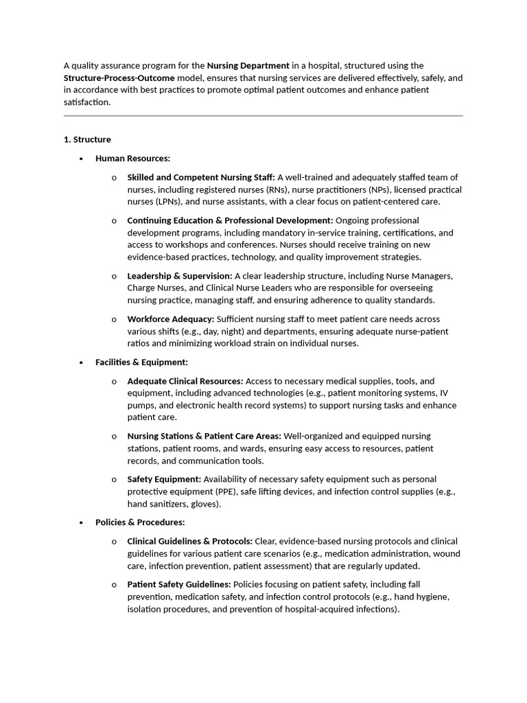 Nursing Quality Assurance Program Guide | PDF | Patient Safety | Nursing
