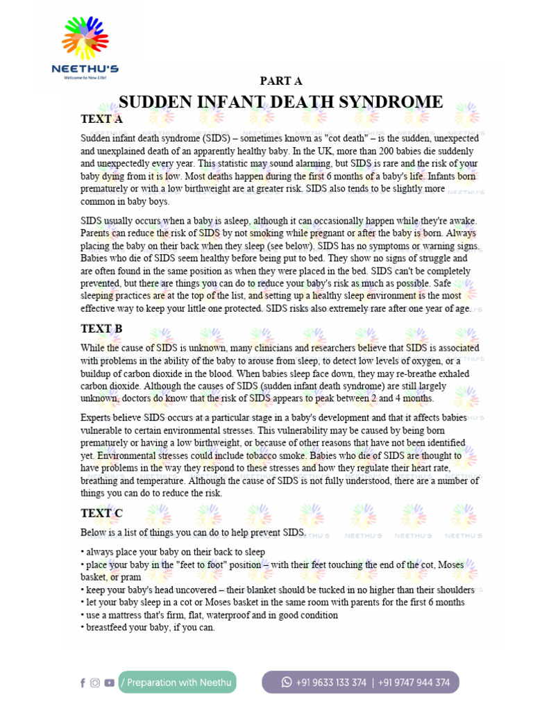 OET SIDS Material | PDF | Infants | Clinical Medicine