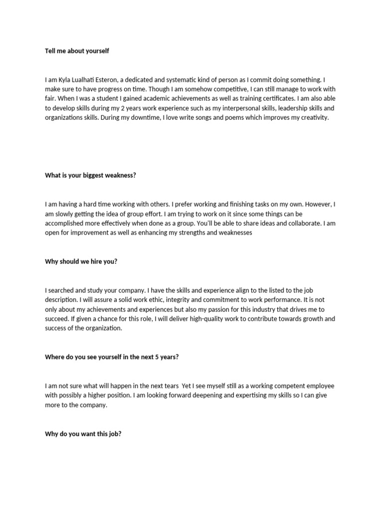 Tell Me About Yourself | PDF