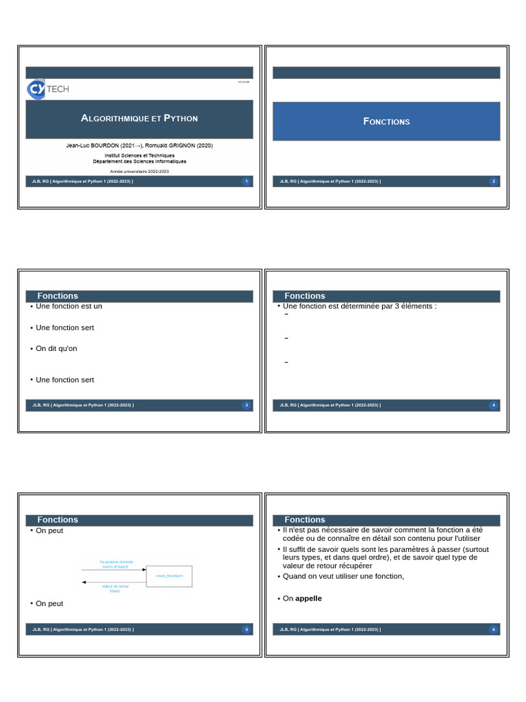 Fonctions en Algorithmique et Python | PDF | Python (Langage de ...