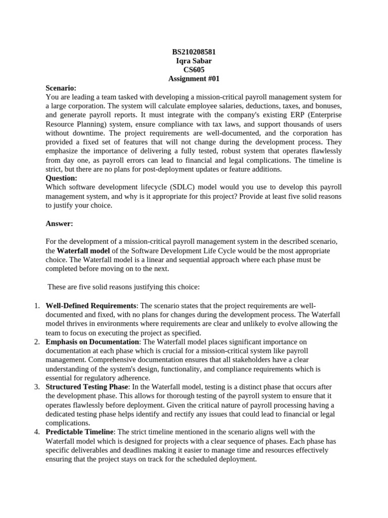 MRK - Fall 2024 - CS605 - 1 - BC210208581 | PDF | Software Development ...