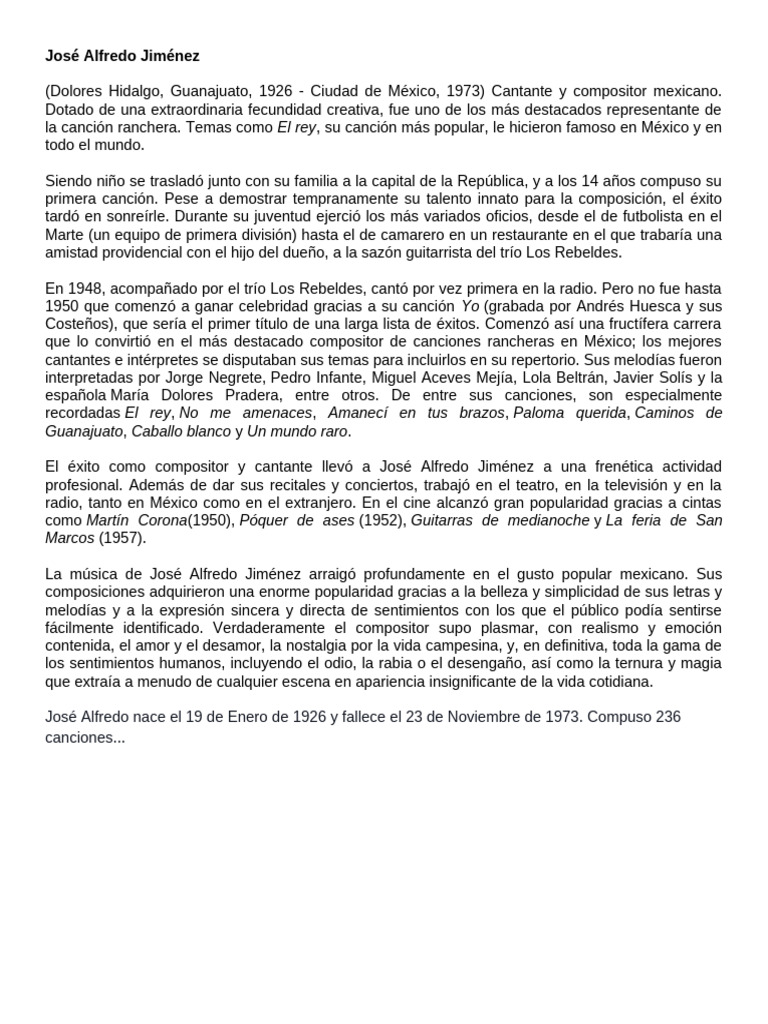 Biografía de José Alfredo Jiménez PDF