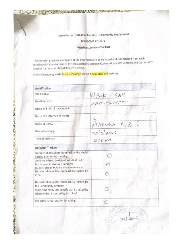Immunization Defaulter Tracking - Community Engagement | PDF