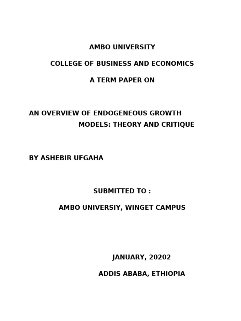 Overview of Endogenous Growth Models | PDF | Economic Growth ...
