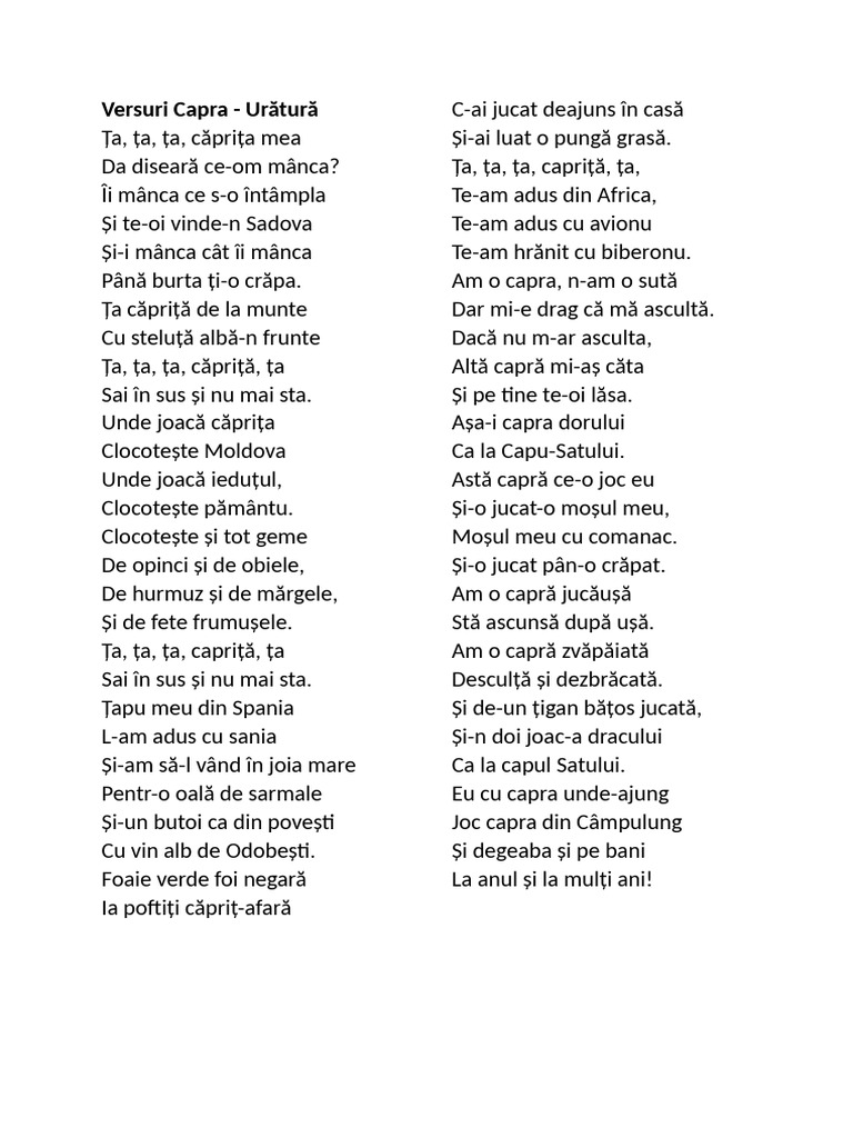 Versuri Capra | PDF