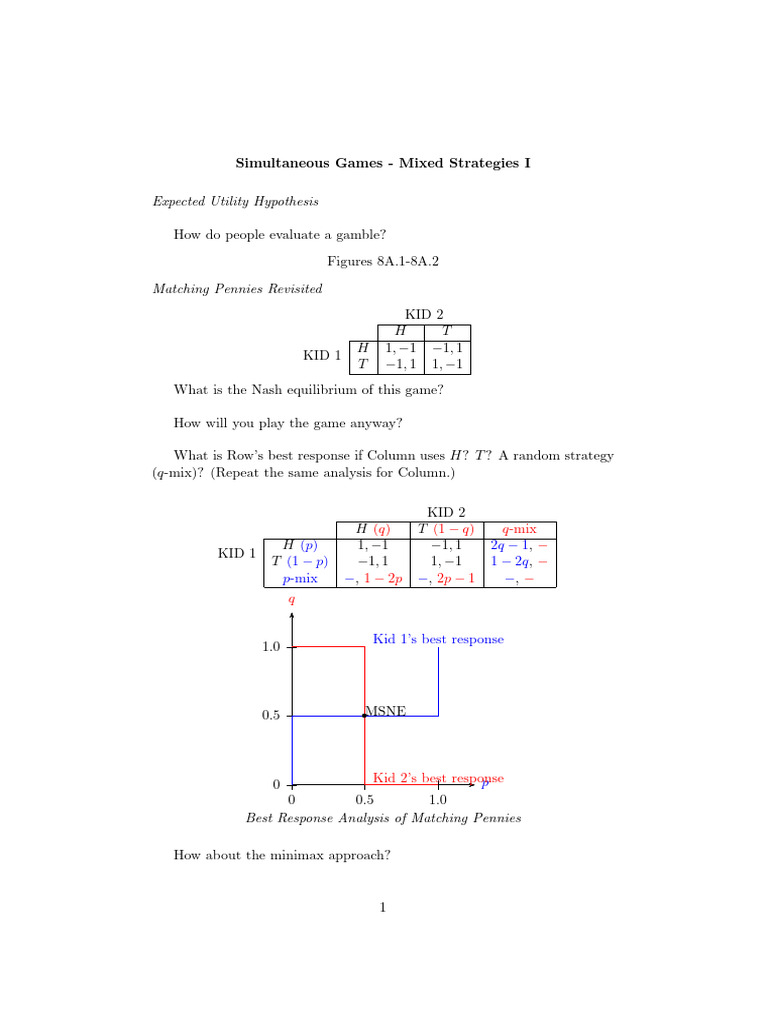 Simultaneous Games - Mixed Strategies I | PDF | Mathematical Economics ...