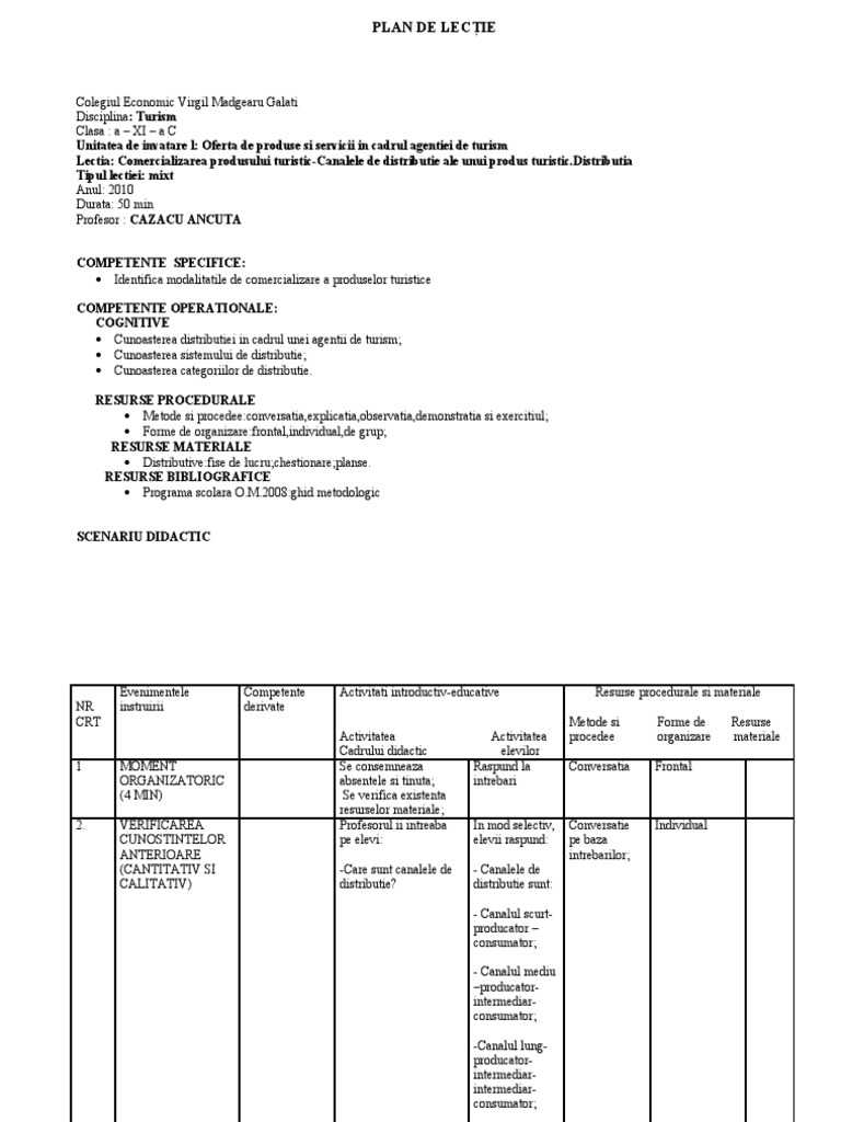 Plan de Lectie ANCUTA 1 Modul II | PDF