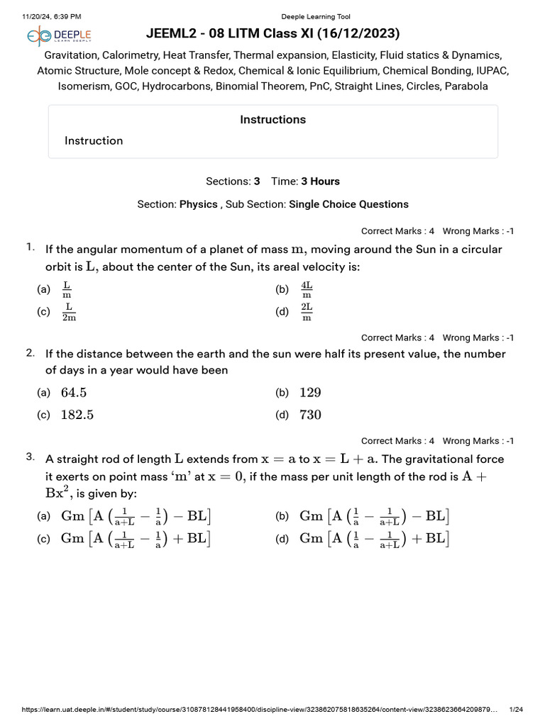 Physics Single Choice Questions | PDF | Applied And Interdisciplinary ...