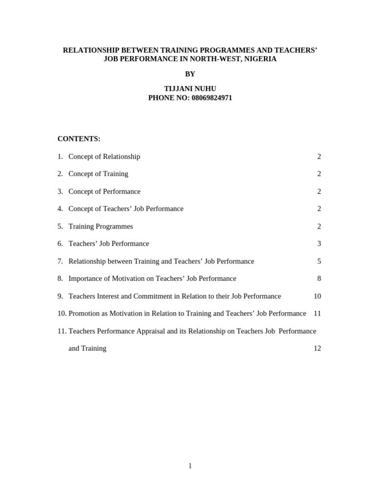 Relationship Between Training Programme and Teachers' Job Performance ...