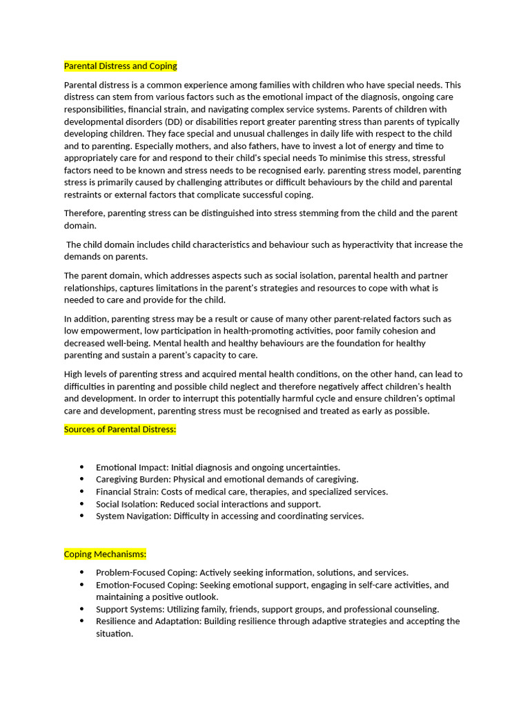 Role of Family of Children With Special Needs | PDF | Parenting ...
