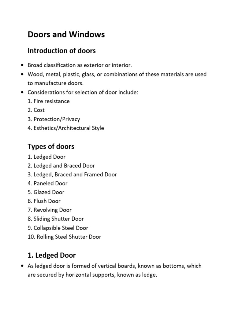 Comprehensive Guide to Doors and Windows | PDF | Window | Door