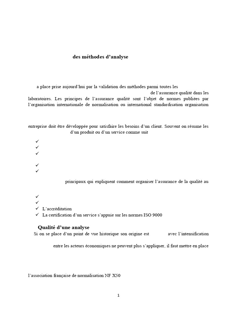 Validation des Méthodes d'Analyse | PDF | Erreur de mesure | Moyenne
