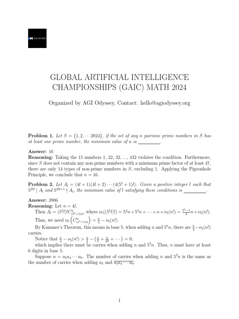 GAIC Math 2024 Problem Solutions | PDF | Mathematical Concepts ...