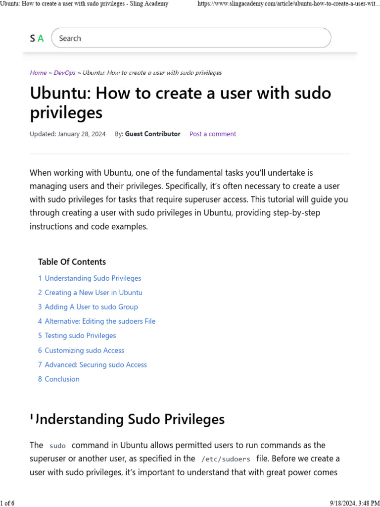 Create Sudo User in Ubuntu Guide | PDF | Sudo | Superuser