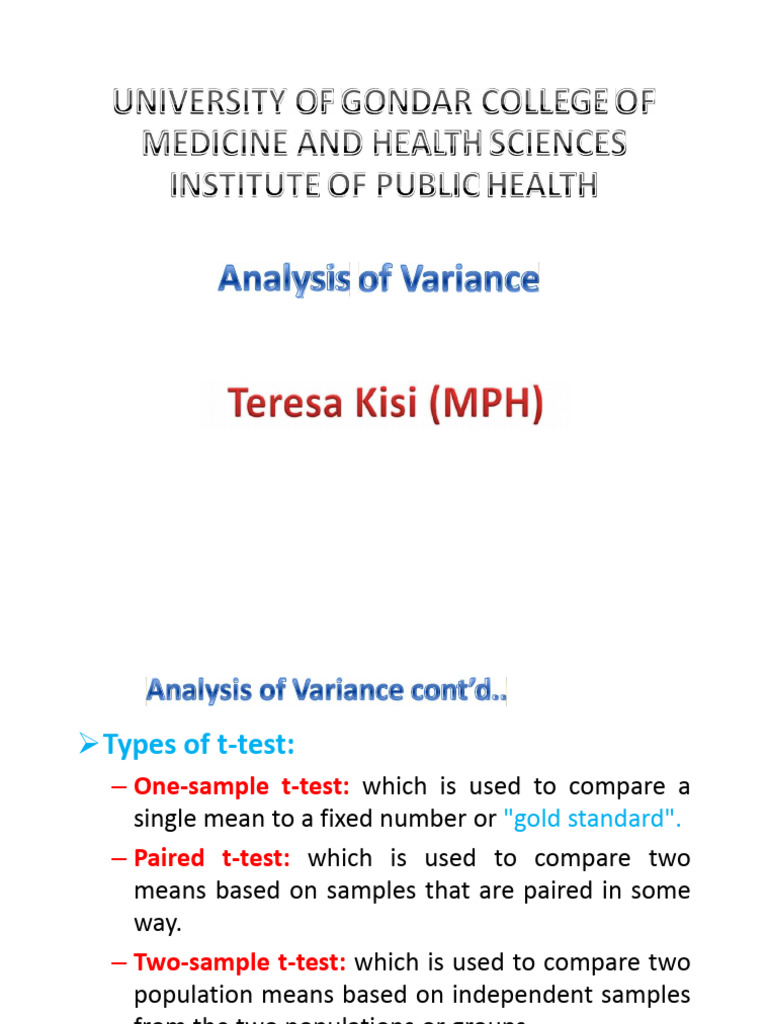 Types of T-Tests and ANOVA Explained | PDF | Analysis Of Variance ...