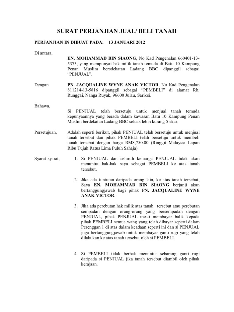 Surat Perjanjian Jual