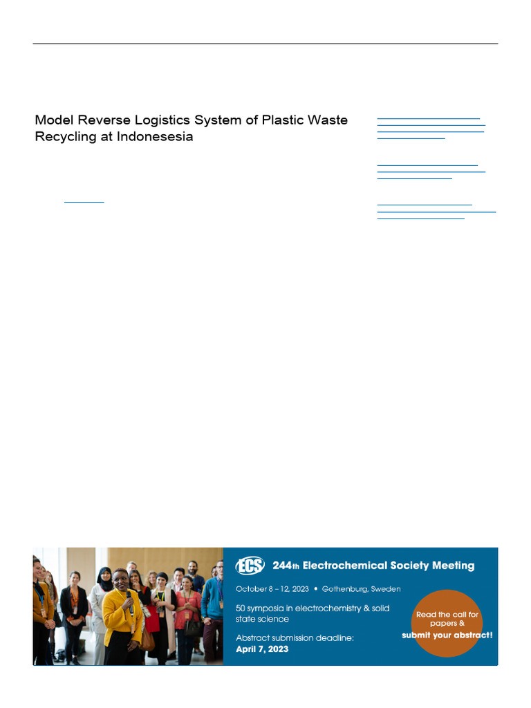 Model Reverse Logistics System of Plastic Waste Re | PDF | Logistics ...