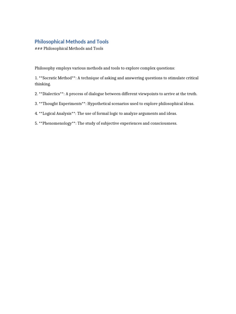 Key Philosophical Methods Explained | PDF
