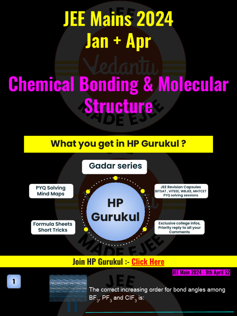 JEE Mains 2024: Chemical Bonding Insights | PDF | Chemistry | Physical ...