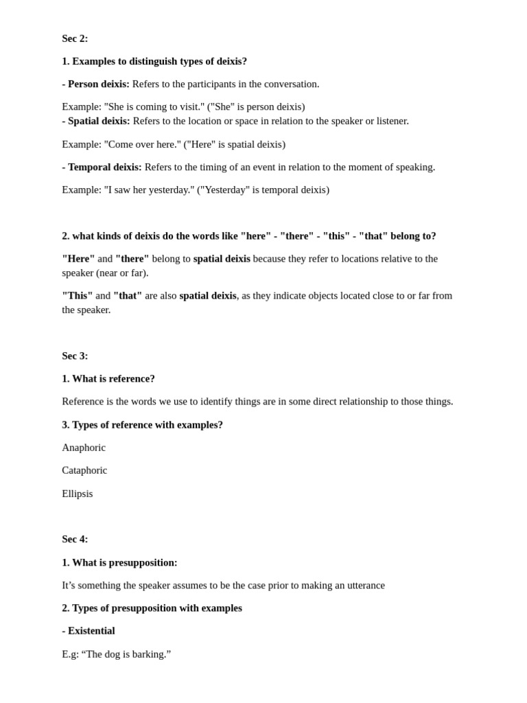 Types of Deixis and Speech Acts Explained | PDF | Grammar | Semiotics