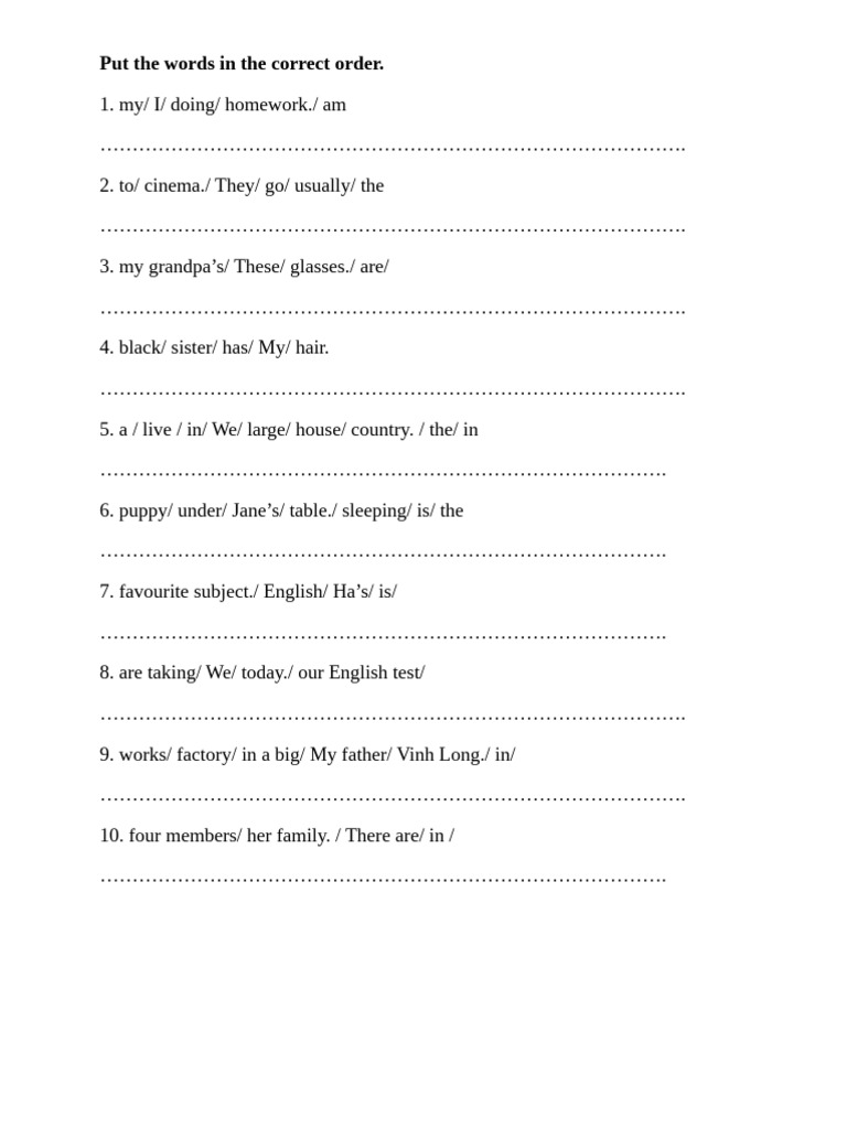 Put The Words in The Correct Order | PDF