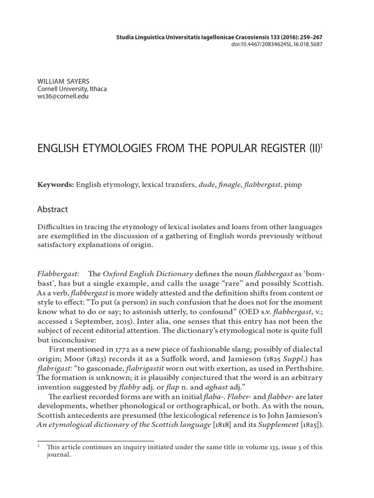 English Word Origins Explored | PDF | Scots Language | English Language