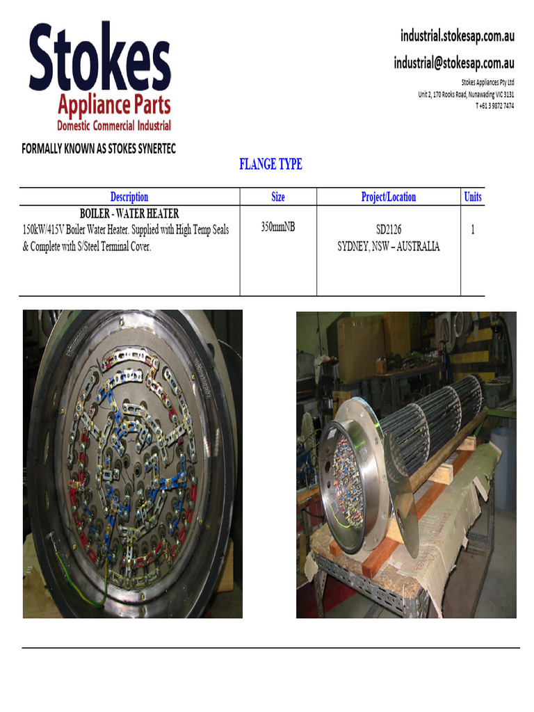 Formally Known As Stokes Synertec: Flange Type | PDF | Water Heating ...