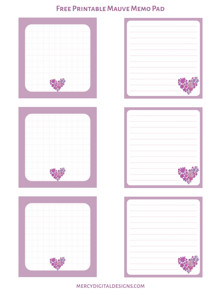 MDD Mauve Memo Pad Printable | PDF
