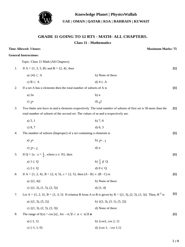 Grade 11 Math Comprehensive Review | PDF | Probability | Mathematical ...