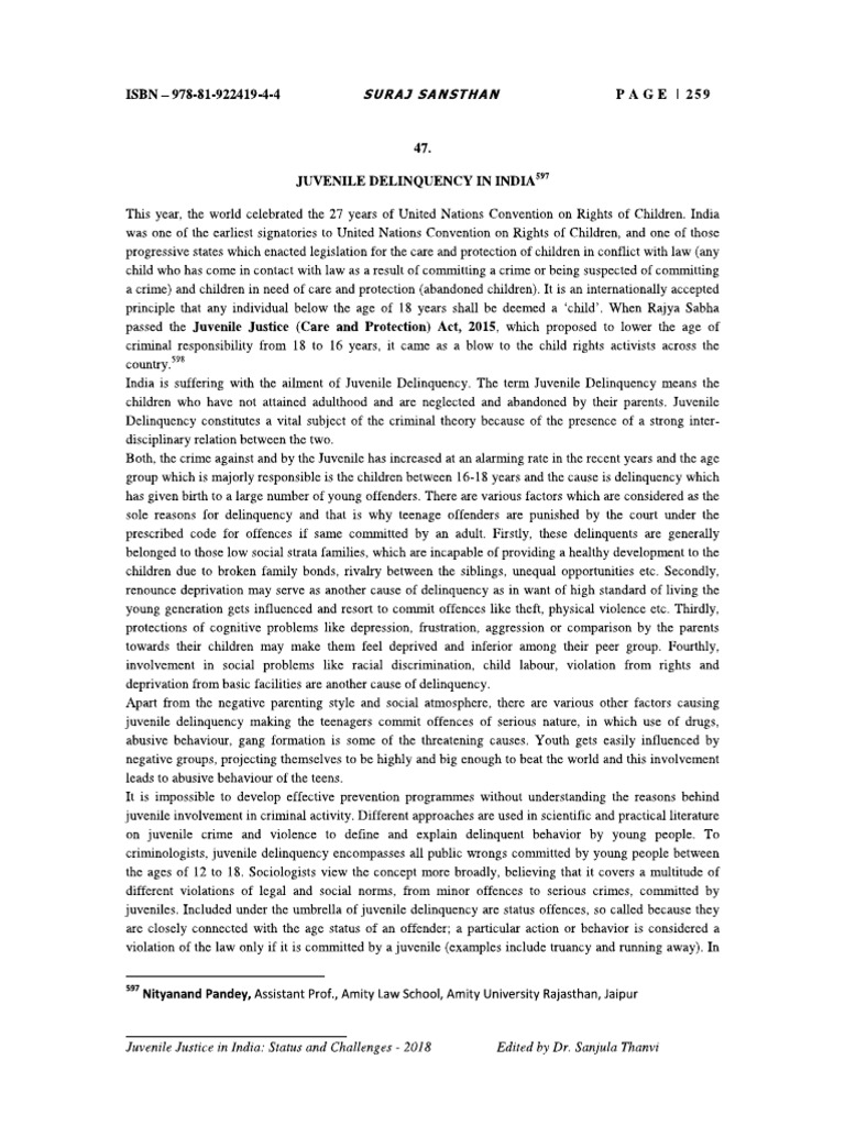 Juvenile Delinquency in India | PDF