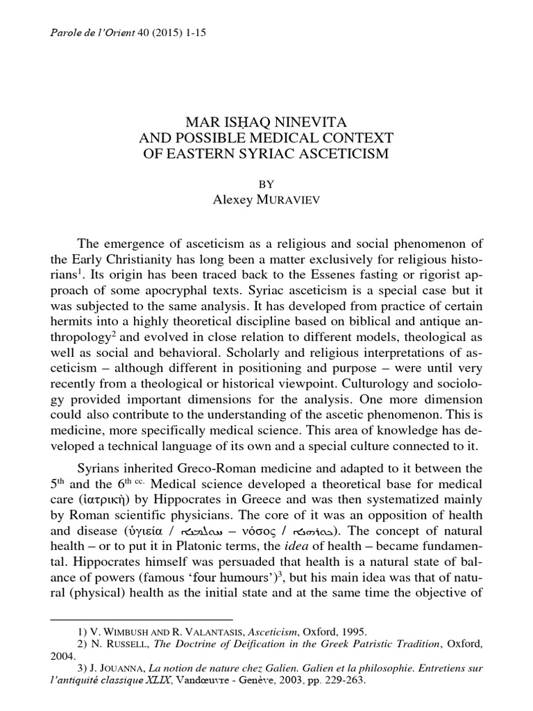Mar Isaq Ninevita and Possible Medical | PDF | Asceticism