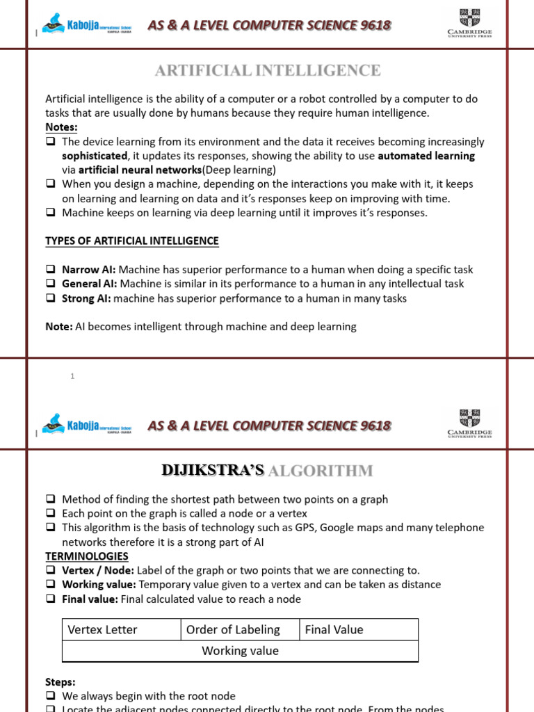 AI Concepts for A Level Computer Science | PDF | Machine Learning ...