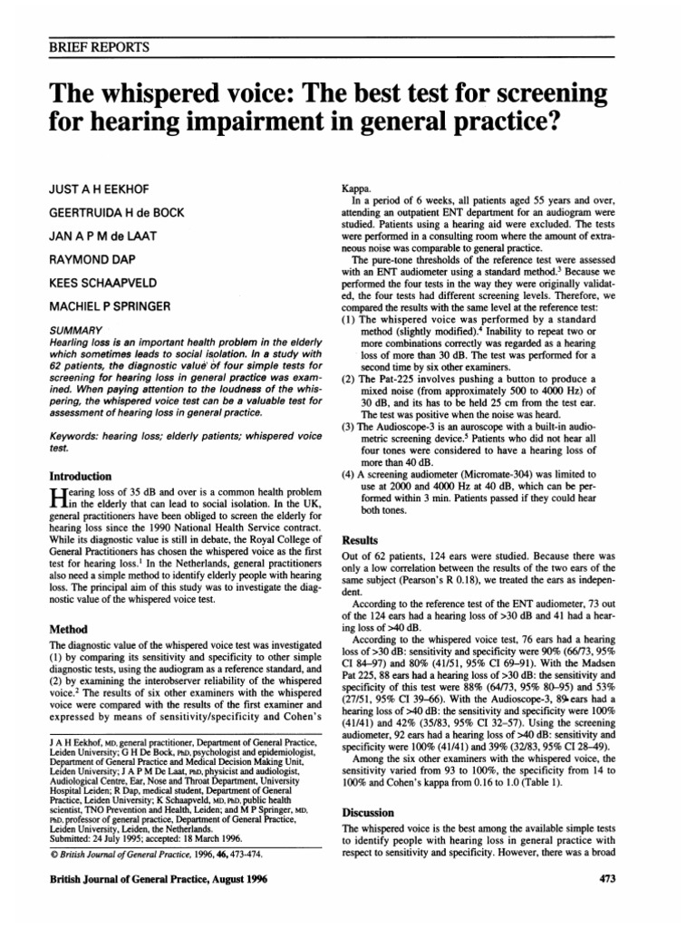 Final Exam Article 3 | PDF | Hearing Loss | Hearing