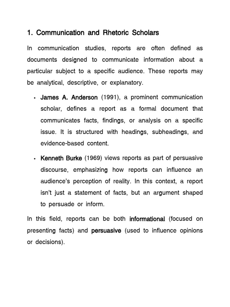 Communication and Rhetoric Scholars On Report | PDF
