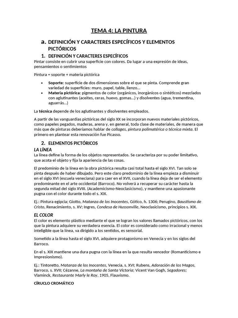 Elementos y técnicas de la pintura | PDF | Pinturas | Perspectiva (Gráfica)