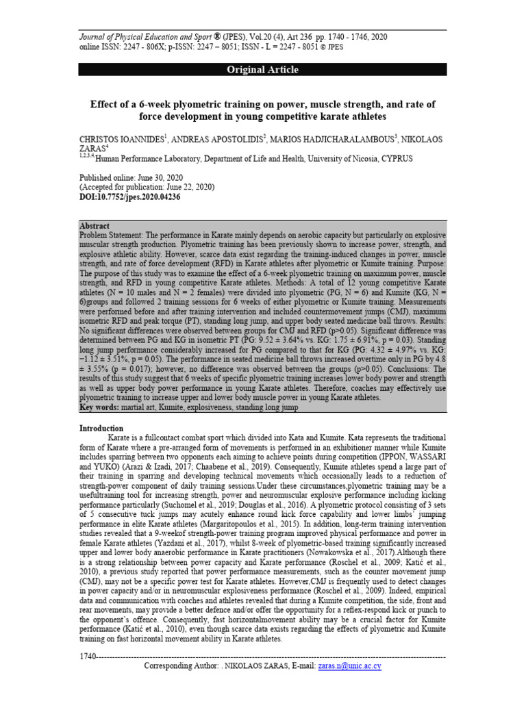 Effect of A 6-Week Plyometric Training On Power, Muscle Strength, and ...