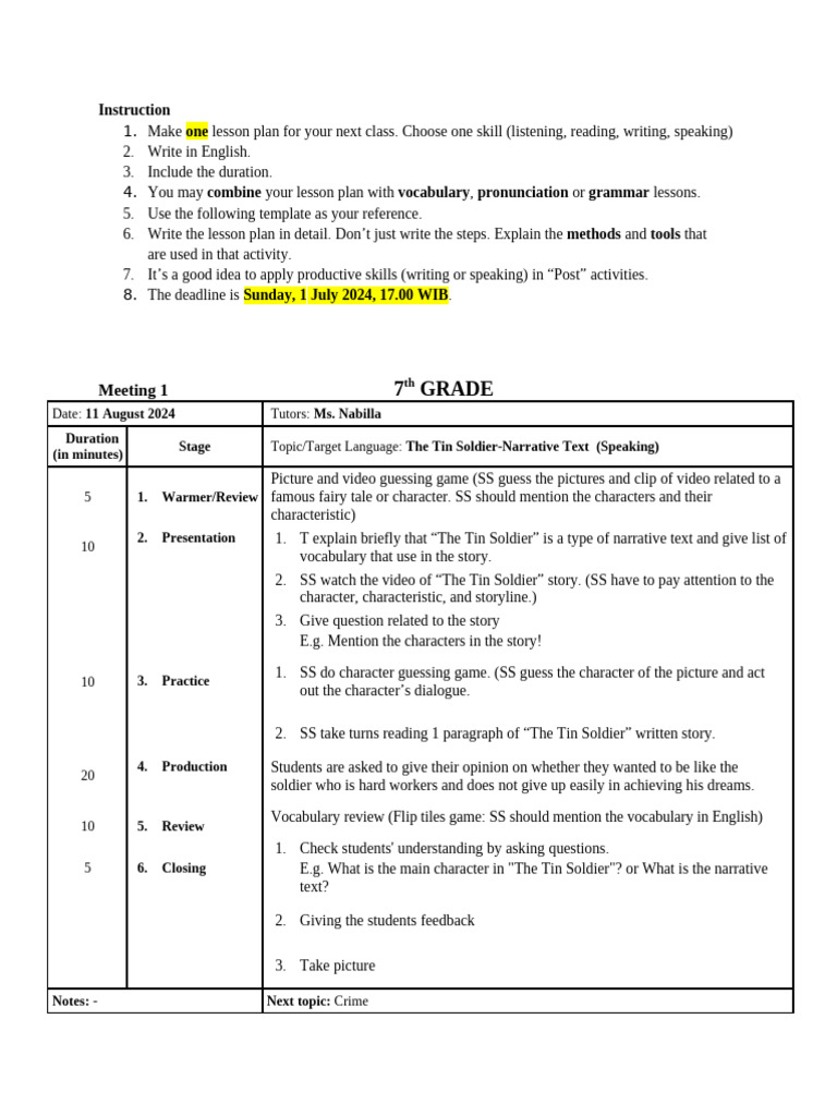 Lesson Plan Meet 1 | PDF | Applied Linguistics | Cognition