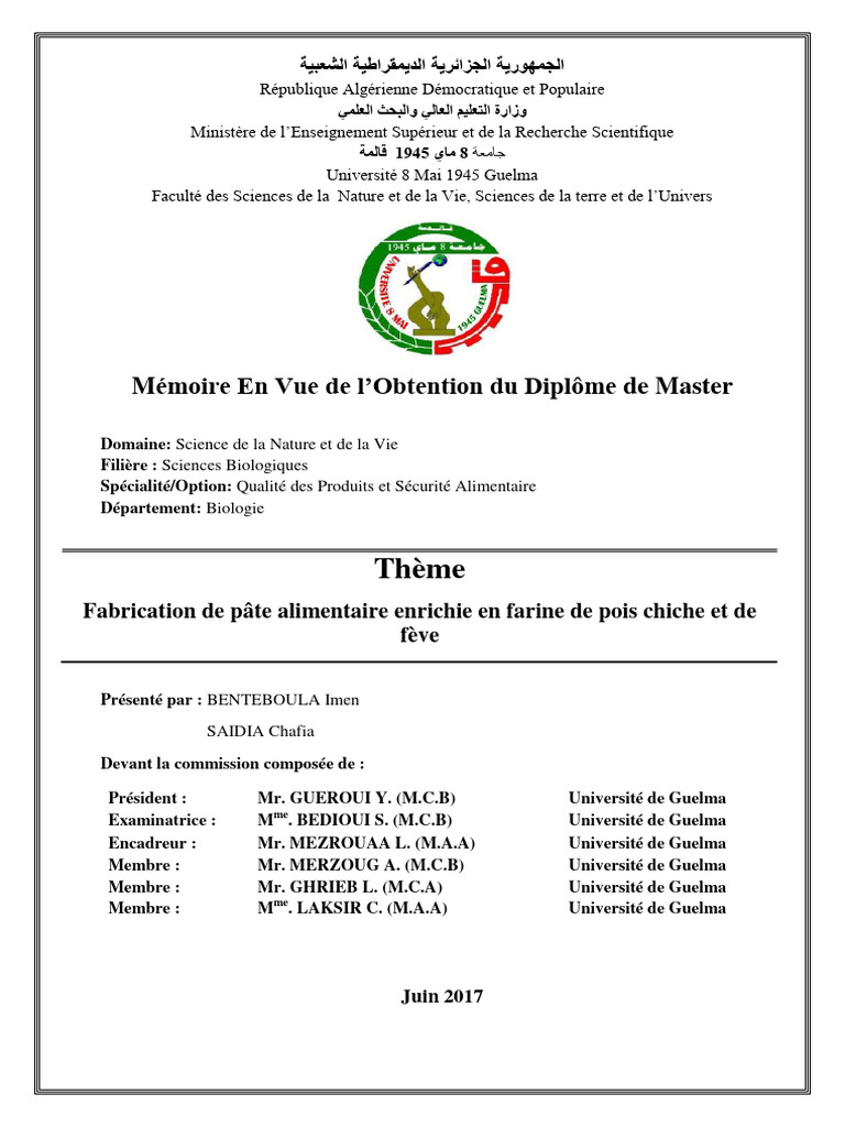 Pâte Alimentaire Enrichie en Pois Chiche | PDF | Pâtes | Pois chiche