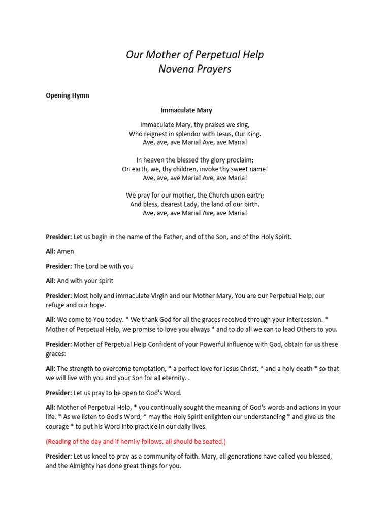 Novena Prayers to Our Mother Mary | PDF | Mary, Mother Of Jesus ...