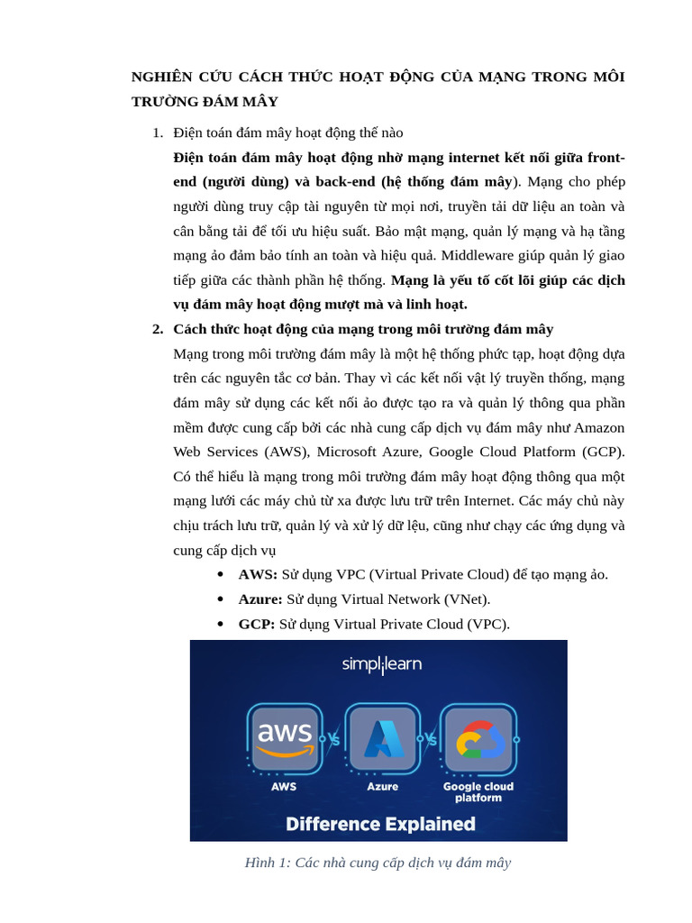 Nghiên C U Cách TH C Ho T Đ NG C A M NG Trong Môi Trư NG Đám Mây | PDF
