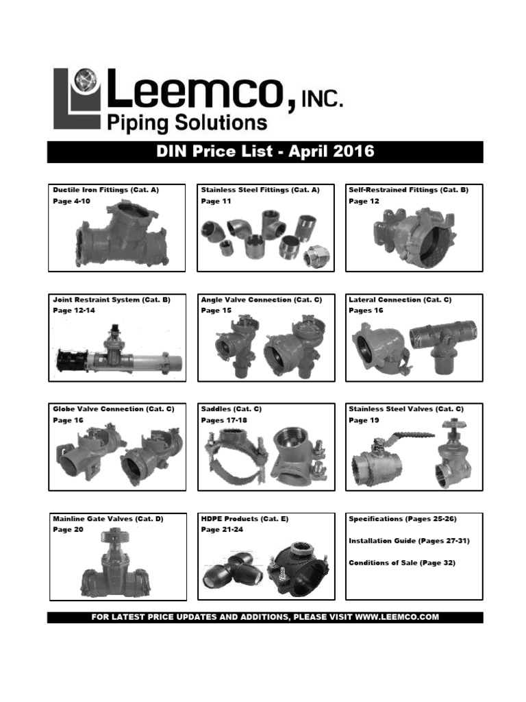 Leemco Din Price List April 2016 Web | PDF | Pipe (Fluid Conveyance ...