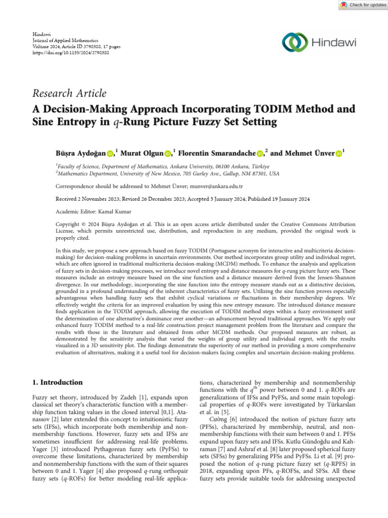 A Decision-Making Approach Incorporating TODIM Method and Sine Entropy ...