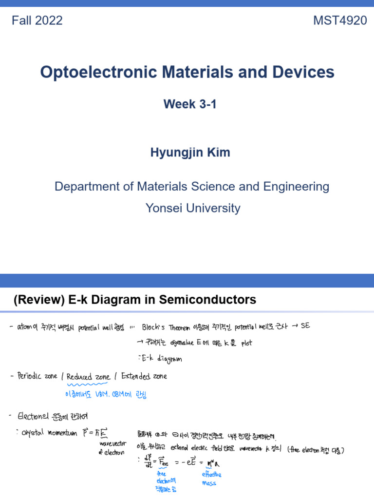 Week 3-1 - 220920 - Tue - Class | PDF | Electron | Theoretical Physics